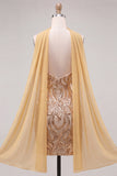 Gold Strapless Sequins Bodycon Short Homecoming Dress with Slit