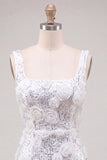 Ivory Square Neck Bodycon Sequins Homecoming Dress with 3D Flowers
