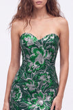 Strapless Green Bodycon Sequins Short Homecoming Dress with Lace Up Back