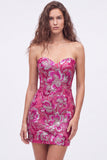 Strapless Green Bodycon Sequins Short Homecoming Dress with Lace Up Back