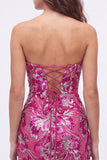 Strapless Green Bodycon Sequins Short Homecoming Dress with Lace Up Back