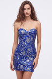 Strapless Green Bodycon Sequins Short Homecoming Dress with Lace Up Back