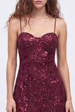Navy A-Line Sequins Spaghetti Straps Short Homecoming Dress with Lace Up Back