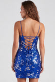 Sparkly Green Bodycon Sequins Spaghetti Straps Lace Up Back Homecoming Dress