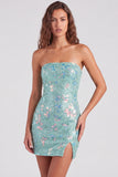 Sparkly Red Strapless Bodycon Sequins Short 80s Homecoming Dress