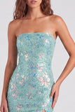 Sparkly Red Strapless Bodycon Sequins Short 80s Homecoming Dress