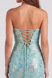 Sparkly Red Strapless Bodycon Sequins Short 80s Homecoming Dress