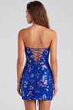 Sparkly Red Strapless Bodycon Sequins Short 80s Homecoming Dress