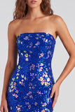 Sparkly Red Strapless Bodycon Sequins Short 80s Homecoming Dress
