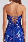 Sparkly Red Strapless Bodycon Sequins Short 80s Homecoming Dress