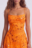 A-Line Red Sequins Lace Up Back Spaghetti Straps Short 80s Homecoming Dress