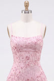 A-Line Red Sequins Lace Up Back Spaghetti Straps Short 80s Homecoming Dress