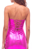 Gold Sweetheart Bodycon Keyhole Metallic Lace Up Back 80s Homecoming Dress