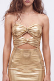 Gold Sweetheart Bodycon Keyhole Metallic Lace Up Back 80s Homecoming Dress