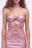 Gold Sweetheart Bodycon Keyhole Metallic Lace Up Back 80s Homecoming Dress