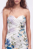 Black Sweetheart Ruched Floral Bodycon Short Homecoming Dress with Lace Up Back