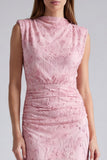 Pink Mermaid Sequins Floral Long Formal Dress