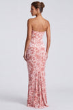 Pink Sweetheart Ruched Velvet Corset Mermaid Long Formal Dress