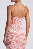 Pink Sweetheart Ruched Velvet Corset Mermaid Long Formal Dress