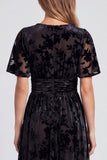 Olive A-Line Floral V-Neck Mother Of the Bride Dress with Slit