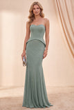 Sweetheart Eucalyptus Mermaid Maxi Dress with Beading
