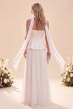 Light Purple Strapless A-Line Ruffled Chiffon Maxi Dress with Beading