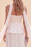 Light Purple Strapless A-Line Ruffled Chiffon Maxi Dress with Beading