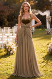 Khaki Halter Neck A-Line Maxi Dress with Beading