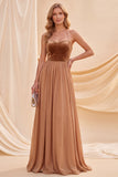 Khaki Halter Neck A-Line Maxi Dress with Beading