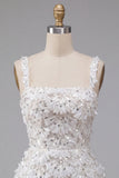 Ivory A-Line Square Neck Short Homecoming Dress with Sequins