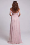 Light Pink Ruched Mermaid Off The Shoulder Formal Dress with Ruffles