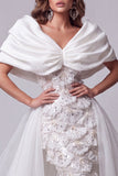 Mermaid White Sequins Off the Shoulder Long Pageant Dress with Train
