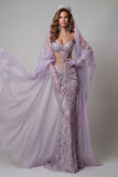 Lilac Spaghetti Straps Mermaid Cut Out Sequins Long Pageant Dress