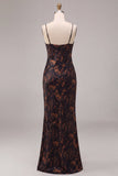 Black Mermaid Cowl Neck Floral Long Formal Dress