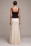 Black and White Mermaid Square Neck Sequins Long Formal Dress