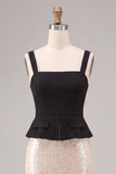 Black and White Mermaid Square Neck Sequins Long Formal Dress