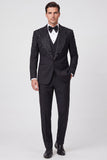 3 Piece Black Shawl Lapel One Button Men's Prom Suits with Beading