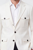 Notch Lapel White Single Breasted Men's Blazer Jacket