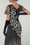Vintage Sequin Fringe Great Gatsby 1920s Flapper Dress