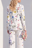 White Printed Peak Lapel Pantsuits Women Prom Suits