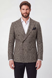 Brown Peak Lapel Double Breasted Men's Prom Suits Jacket