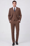 Brown Single Breasted 3 Piece Notch Lapel Men's Prom Suits