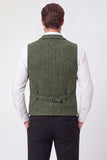 Army Green Single Breasted Notch Lapel Men's Suits Vest