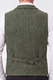 Army Green Single Breasted Notch Lapel Men's Suits Vest