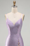 Lilac Backless Short Beaded Tight Homecoming Dress with Criss-Cross Slit