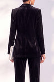 Black Velvet Peak Lapel Pantsuits Women Formal Suits
