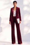 Black Velvet Peak Lapel Pantsuits Women Formal Suits