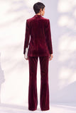 Black Velvet Peak Lapel Pantsuits Women Formal Suits