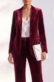 Black Velvet Peak Lapel Pantsuits Women Formal Suits