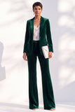 Black Velvet Peak Lapel Pantsuits Women Formal Suits